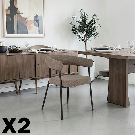 Chaise de salle à manger marron avec dossier bandeau (lot de 2) BERLIN (1/5)