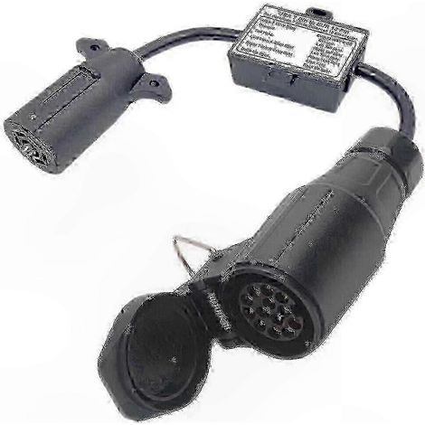 Adaptateur feux remorque 13 broches rond vers 7 voies plat pour véhicules américains et européens, convertisseur électrique, connecteur robuste, usage camping-car et caravane, 1 pièce. (1/5)