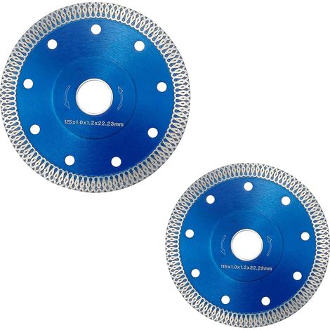 Disque De Coupe Carrelage - Disque Diamant Turbo 1mm Pour Meuleuse Angulaire 115 mm Et 125 mm - Pour Carrelage Porcelanique Granit Marbre Béton Armé - Par 2 (1/5)