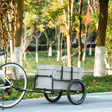Remorque à vélo avec coffre de rangement amovible et pliable de 65L charge maximale de 40KG