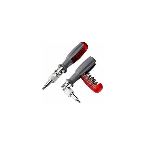 Tournevis à cliquet avec Multi Embout Magnétique, 10 en 1, Petite Poche Mini Tournevis, Convient Pour la Maison et Accessoire Voiture Interieur, Rouge, 1 pièce (1/5)