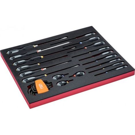 BAHCO - Jeu de tvis pour clé mâle/vis à fente/Phillips/Pozidriv, module 3/3 Fit&Go -27pc