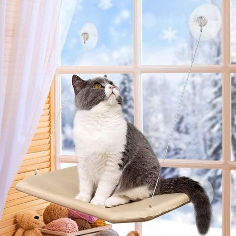 Hamac pour chat à ventouses, ventouses puissantes, facile à nettoyer, sûr et amovible (jusqu'à 22,7 kg) - 33 cm x 20 cm x 5 cm (1/5)