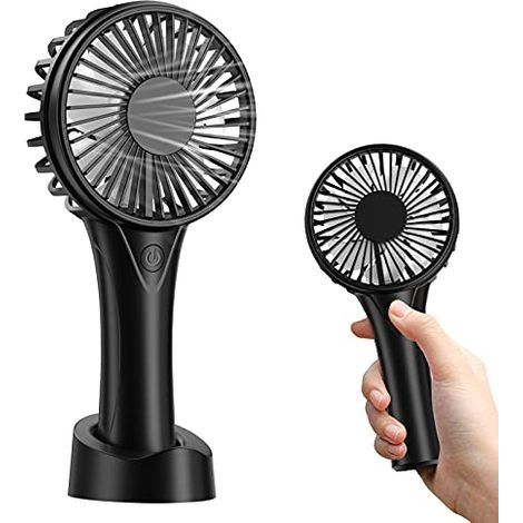 Ventilateur portable USB, mini ventilateur main, ventilateur silencieux avec 3 vitesses ajustables, batterie rechargeable de 2500 mAh, petit ventilateur main pour chambre à coucher (noir)