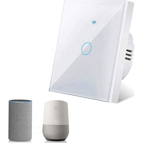 Interrupteur Lumière Intelligent WiFi Tuya, Commutateur Tactile Mural, Compatible avec 15, Contrôle à Distance via App, Programmation Horaire, Panneau en Verre, Nécessite Fil Neutre (1/5)