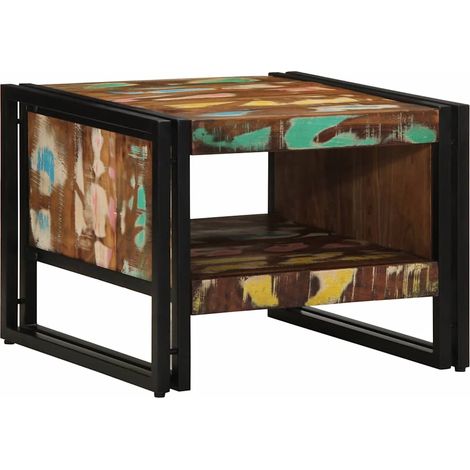 Table basse Table de salon Table de café multicolore 50x50x38 cm bois de récupération massif (1/5)
