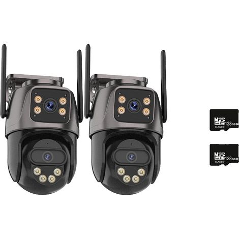 Caméra IP, Résolution 4K, Double Objectif, 2PCS Ajouter 128G Carte, Prise UE (1/2)