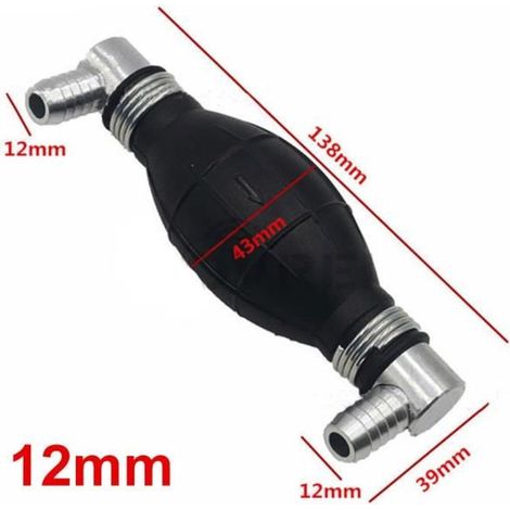 1 poire à carburant, pompe manuelle en caoutchouc et aluminium, 12 mm, pour essence et diesel, transfert entre réservoirs, usage automobile et nautique (1/4)