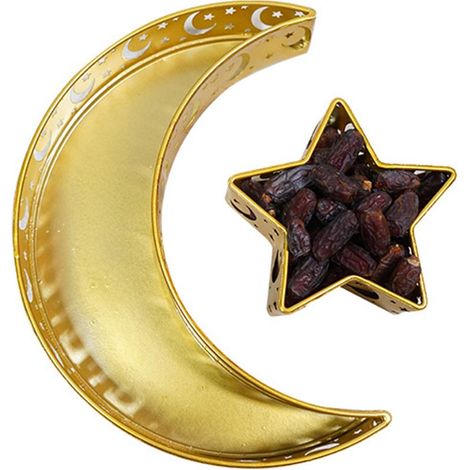 de service Ramadan avec croissant de lune et étoile plateau (1/4)