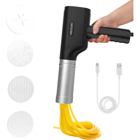 Cecotec Macchina per Pasta Elettrica Portatile Fun EasyPasta. 40W, Capacità 200gr, 3 Dischi Inclusi