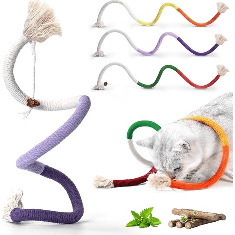 LaBlanc - Juguete para gatos, juguete para la dentición de gatitos, juguete de cuerda de 70 cm, juguete masticable para gatos, juguete interactivo para gatos, juguetes para el cuidado dental de gatos, (1/5)