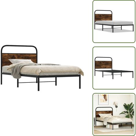 vidaXL Cadre de lit sans matelas 100x190 cm chêne fumé bois ingénierie