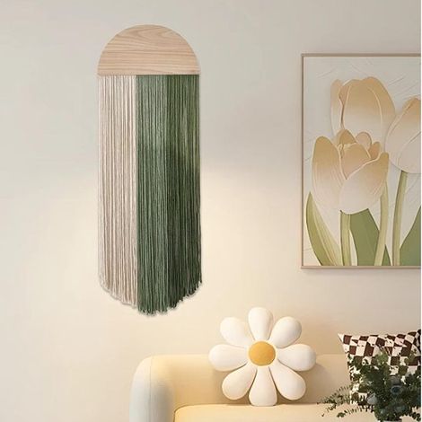 Gran decoración de pared estilo bohemio: tapiz moderno de macramé con textura tejida (1/5)