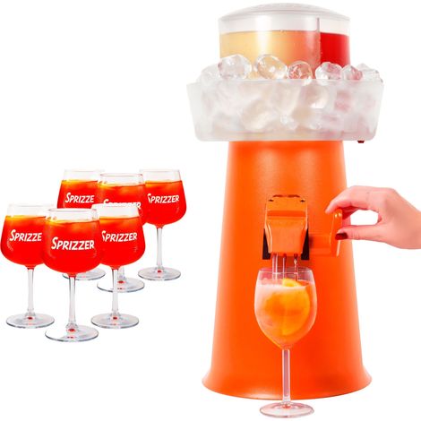 SPRIZZER Kit de 6 vasos de plástico color naranja para aperitivos frescos y espumosos diseno italiano funcional y resistente SPRIZZER-ARANCIO-6-BICCHIERI
