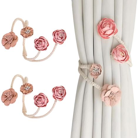 CCYKXA2Pcs Embrasses de Rideaux Flexibles Fleur Rose Attache Rideaux Boucle Rideau avec Fleur Torsadé Décoration pour Salon Chambre (1/5)