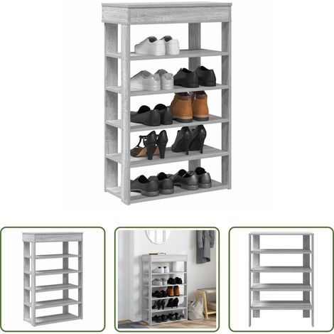 vidaXL Schuhablage - Schuhregal Grau Sonoma 60x30x98 cm Holzwerkstoff (1/5)