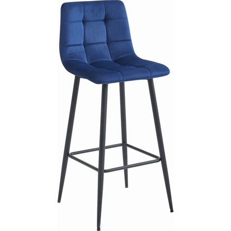 Tabouret Valora TEOTO velours bleu marine pieds noirs (1/5)