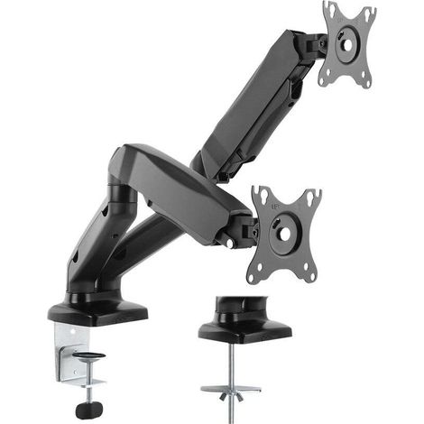 Value Soporte de monitor doble negro ajustable para escritorio