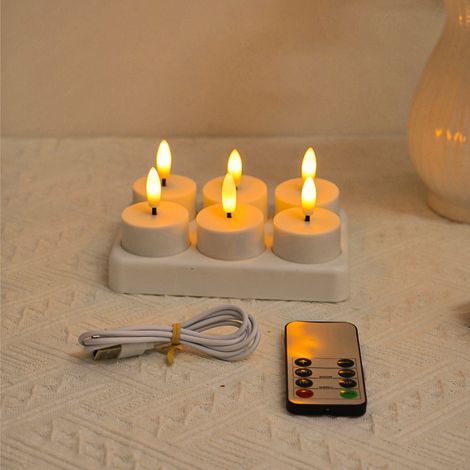 Bougies chauffe-plat rechargeables, lot de 12. Télécommande rechargeable sans 6 coupelles. (1/5)