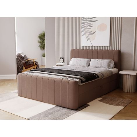 Lit continental Osteno avec rangement 160 x 200 double, velours, marron (1/5)