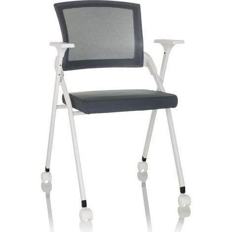 Besucherstuhl / Klappstuhl PRIORITY II W Netzstoff / Stoff grau hjh OFFICE (1/5)