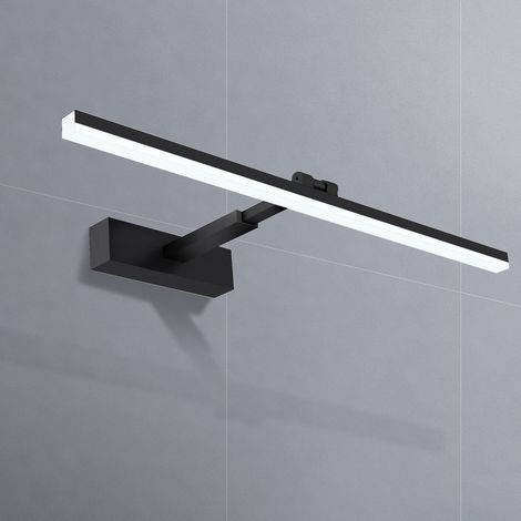 Schwarz LED Spiegelleuchte 60cm LED Spiegellampe Bad 6500K 180° Drehbar Badezimmer lampe Schminklicht Badleuchte Wand, Montage auf Spiegel oder Schrank (1/5)
