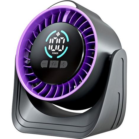 Ventilatore da tavolo ricaricabile, 100 velocità, display a LED, rotazione a 360° (1/5)