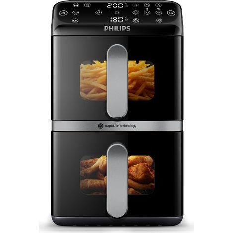 Philips – Friteuse sans huile 10 L – Double cuve 2750W – Technologie de cuisson rapide – Fonction maintien au chaud – Écran tactile 6 préréglages