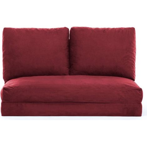 Fauteuil convertible multipositions velours Talya-Couleur Bordeaux-2 places (1/5)