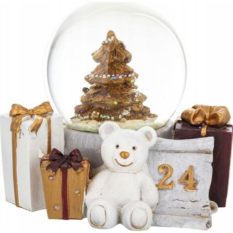 Globo de nieve de cristal, decoración de mesa, osito de peluche blanco, regalo para el árbol de Navidad, Nochebuena (1/5)