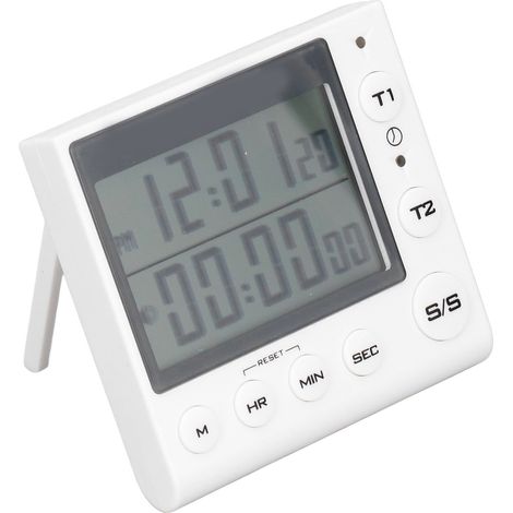 Minuteur Numérique Digital Compact Chronomètre Compte à Rebours et Progressif Minuteur Multifonction Volume Réglable Blanc Cuisine Étude Sport (1/5)