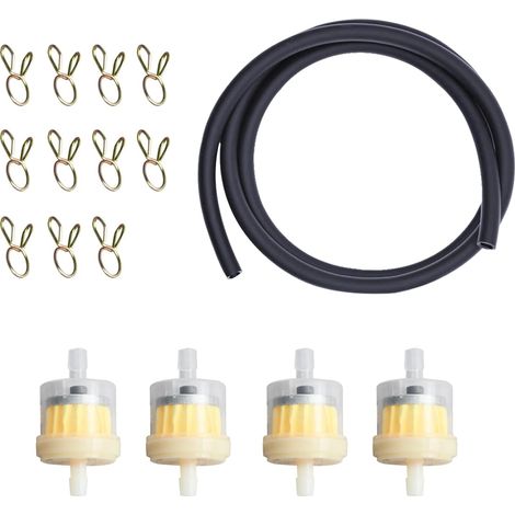 Kit Durite Essence, avec Tuyaux de Carburant de 1 m, 4 Filtres à Carburant, 10 Colliers de Serrage, Moto Duty Filtre Essence, pour Petits Moteurs, Scooter, Moto, Voiture, Tracteur, Tondeuse (1/5)