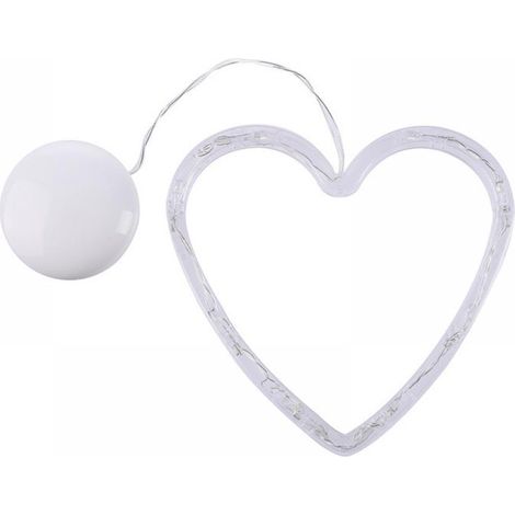 Guirlande lumineuse LED en forme de cœur avec ventouses, idéale pour les fenêtres et les décorations de Noël, blanc chaud, fonctionne sur piles, 17 x 17 cm (1/5)