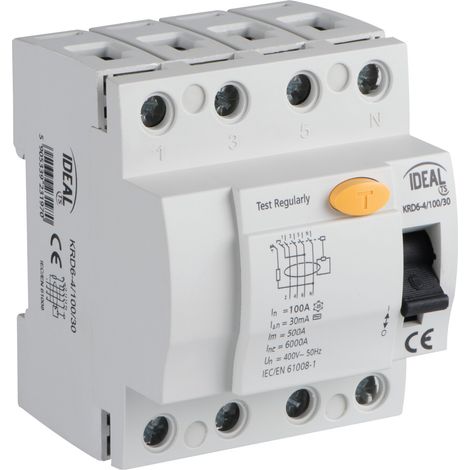 Interruttore differenziale ideale KRD6 4P 100A AC 30mA (1/2)