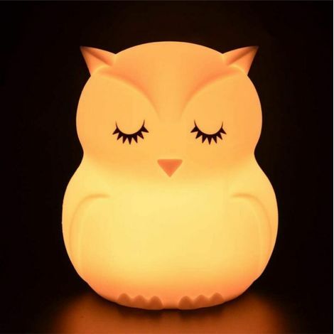 Buntes Nachtlicht für Kinder, LED-Nachtlicht mit Touch-Funktion, 9-farbige, wiederaufladbare USB-Sensorlampe, Silikonlampe, Nachttischlampe, Stimmungslicht, Innenbeleuchtung, Eulen-Nachtlicht fürs Sch (1/5)