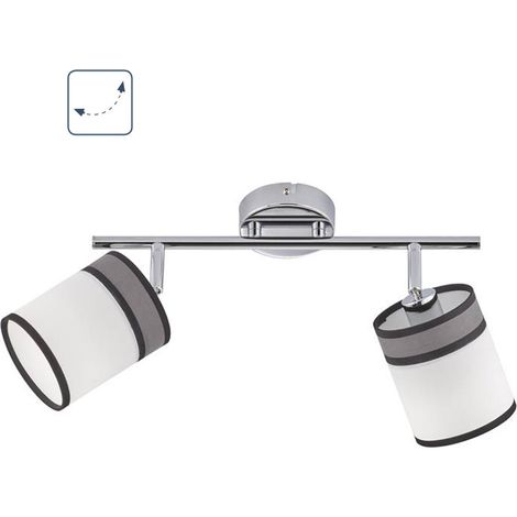 Lampada da soffitto, 2 fiamme, grigia Lampada da soffitto, soggiorno, grigio-bianco, faretti orientabili, l, 2x E14, LxPxA 51x10x21,5 cm, Wofi 11772 (1/5)