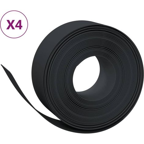 Bordures de jardin 4 pcs noir 10 m 20 cm polyéthylène
