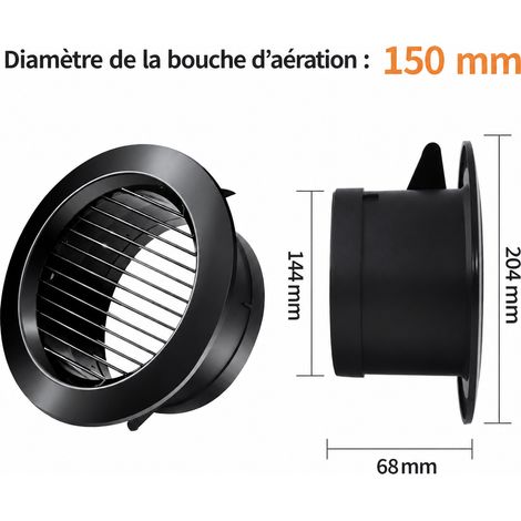 Grille d'aération persiennes droites noires 150 ABS fabrication en usine physique qualité garantie 21 × 21 × 8 cm 140 g – Livraison gratuite