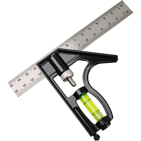 Équerre combinée, équerre métrique double face réglable de 15 cm (5,9 po) avec mesure précise à 45/90 degrés pour électriciens, charpentiers, menuisiers, constructeurs, travaux de mesure et de traçage