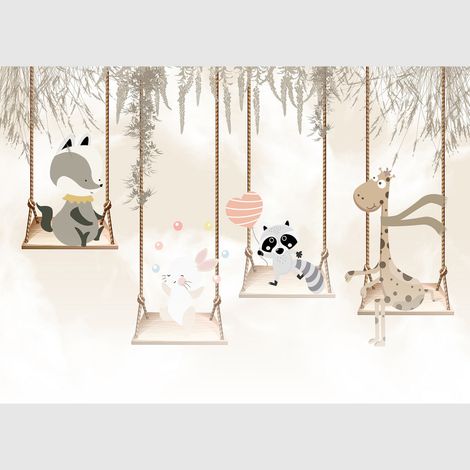 Papier peint intissé - Balançoires en forêt - 375x270 cm (1/5)