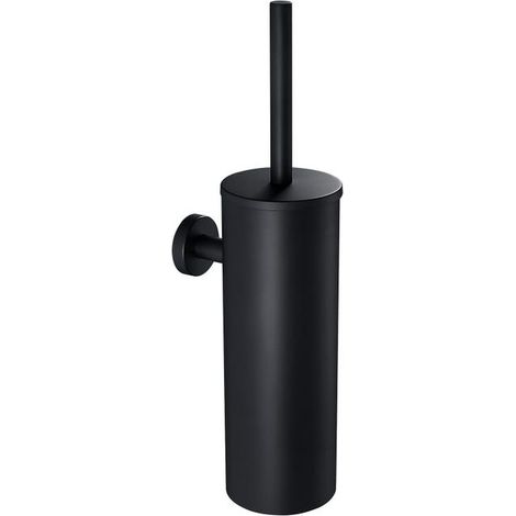 SCHWARZER Toilettenbürstenhalter, vertikal, 304 Edelstahl, gebürstete Oberflächenbehandlung, extra langer Griff, Toilettenbürste