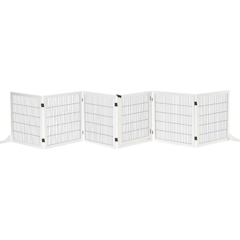 Barrière pour animaux en bois, barrière de sécurité autoportante pour chiens, équipée de 2 pieds de soutien, couleur blanche