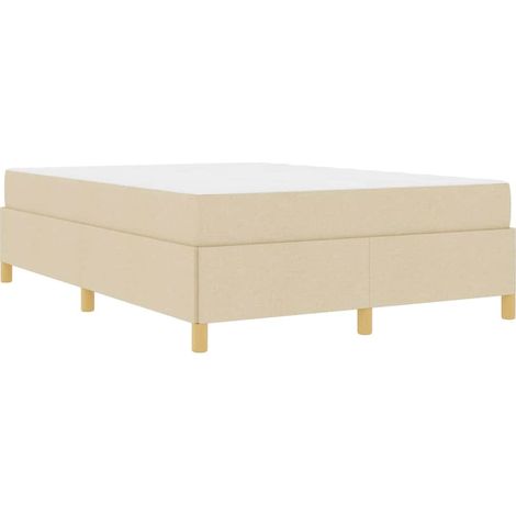 Cama tipo Box Spring Crema y Blanco 160 x 200 cm tela vidaXL (1/5)