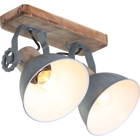 Mexlite - faretto - Gearwood - grigio - metallo legno di gomma -
