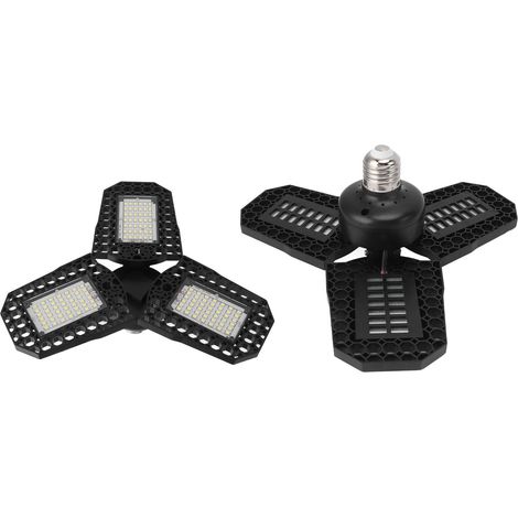 Plafonnier LED E27 60W à trois volets pliables, idéal pour les travaux miniers, les garages, les entrepôts et les usines (85-265V). (1/5)