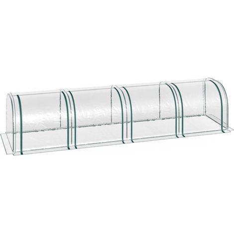 Serre de Jardin-4 Fenêtres Zippées-Cadre Acier-Bâche Transparent Robuste-395x100x80cm (1/5)