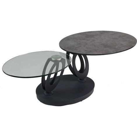 Table basse en verre et aspect céramique anthracite - KANDINSKY