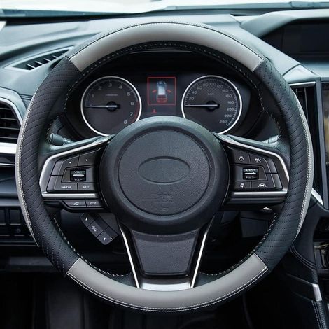 Housse de volant de voiture universelle en cuir antidérapant 37-38 cm gris (1/5)
