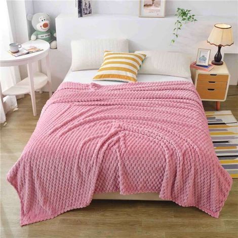 Canapé avec couvre-lit rose vif, lit double, canapé-fauteuil avec couverture en laine douce, couvre-lit moelleux, confortable, chaud, léger, couverture toutes saisons, 60x80 (1/3)