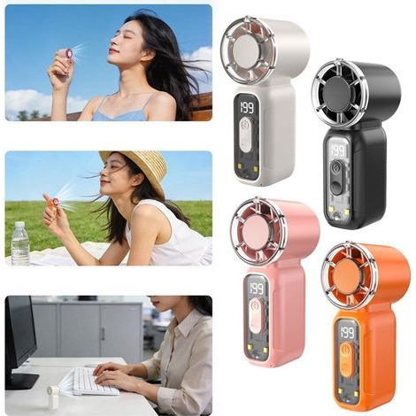 Set of 4 mini portable fans 1200 mAh, 199 speeds, rechargeable, with cord and built-in flashlight. (1/5)